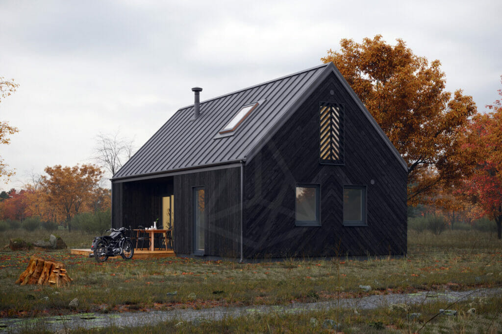 tipinis-projektas-kuosa-silta-siaure-juoda-05 (1) tipinis pastato projektas. nedidelis, skandinaviško stiliaus juodos spalvos karkasinis namas