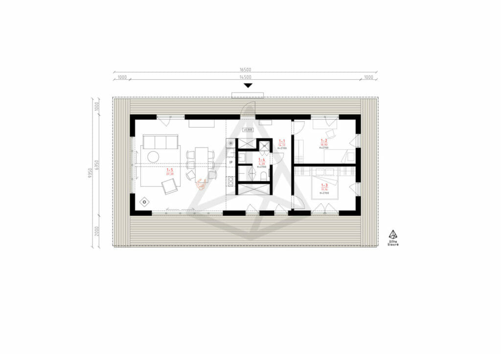 tipinis-projektas-perkuno-ozelis-silta-siaure-planas Parduodamas tipinis namo projektas dvišlaičiu stogu - Perkūno oželis