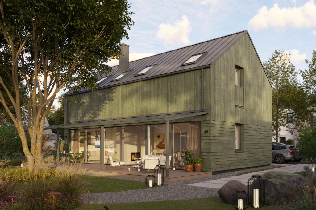 tipinis_gyvenamojo_namo_projektas_žalvarinis_exterjeras_šilta_šiaurė_01_žalias Tipinis Gyvenamojo Namo Projektas žalvarinis Exterjeras šilta šiaurė 01 žalias