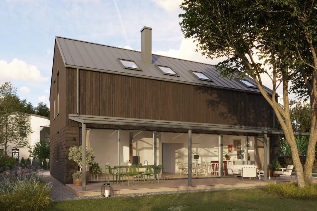 tipinis_gyvenamojo_namo_projektas_žalvarinis_exterjeras_šilta_šiaurė_03 Tipinis Gyvenamojo Namo Projektas žalvarinis Exterjeras šilta šiaurė 03